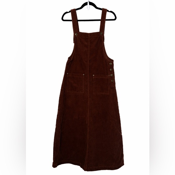 Susan Bristol Corduroy Jumper Maxi Dress Chocolate Brown Size S 100% Cotton - Picture 2 of 13